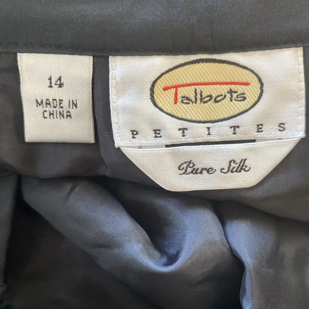 Talbots Silk Whymsy Fairy Midi Eyelet Overlay Lined Black Skirt A-line Size 14